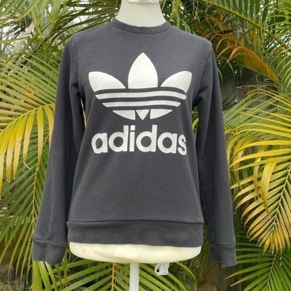 adidas Women's Charcoal and White Crew Neck Sweater